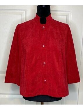 Vintage Requirements Red Corduroy Crew-Neck Button Down Jacket